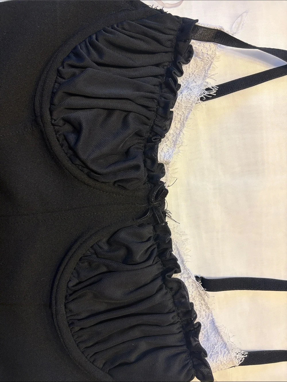 Black Lace-Trim Crop Bodysuit Set - Women's Crop Tops - Picture 3 of 8